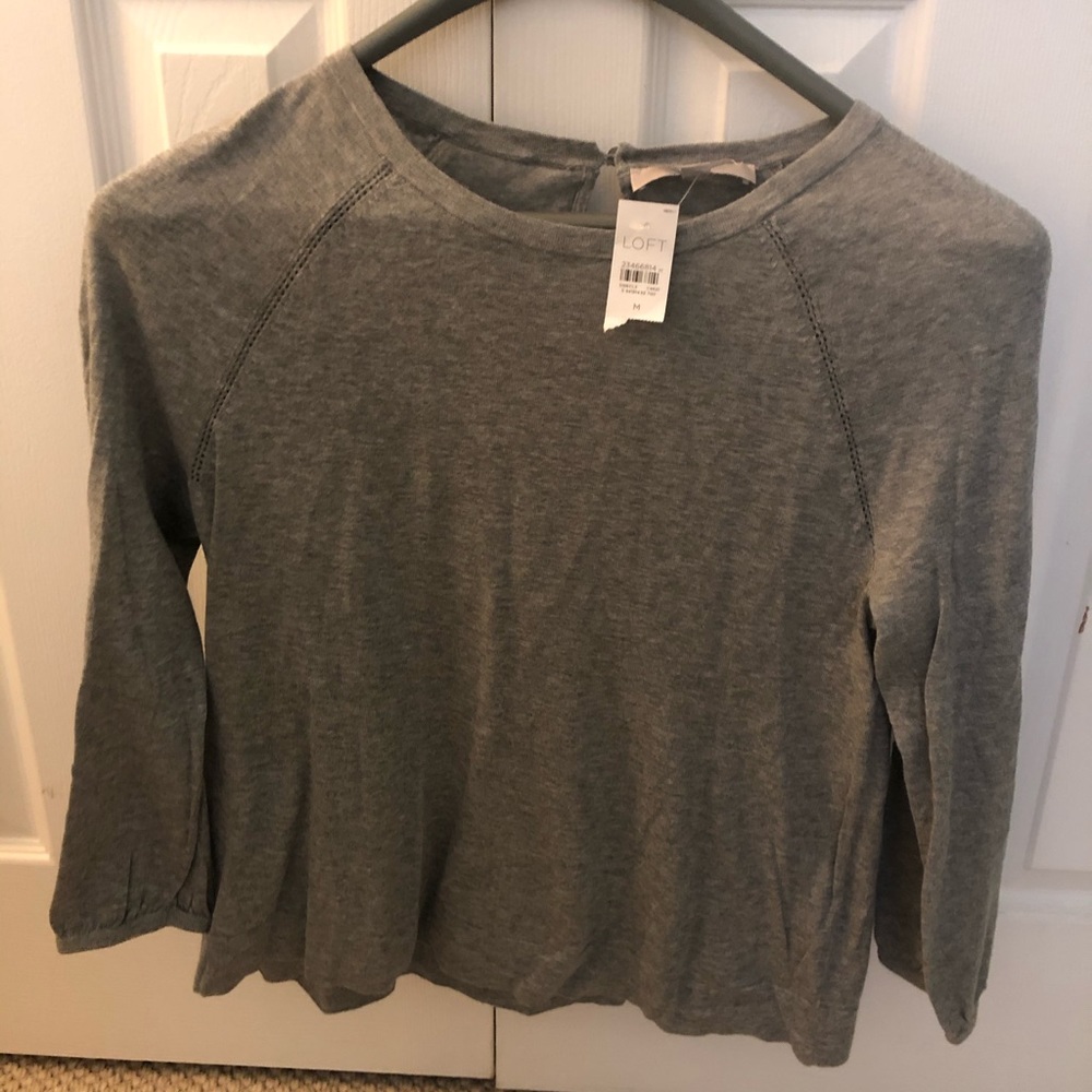 LOFT NWT Gray 3/4 sleeve lightweight sweater